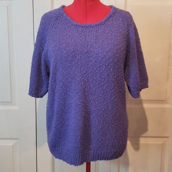 Fitting Image Purple Knitted Short Sleeve Top - Picture 1 of 4
